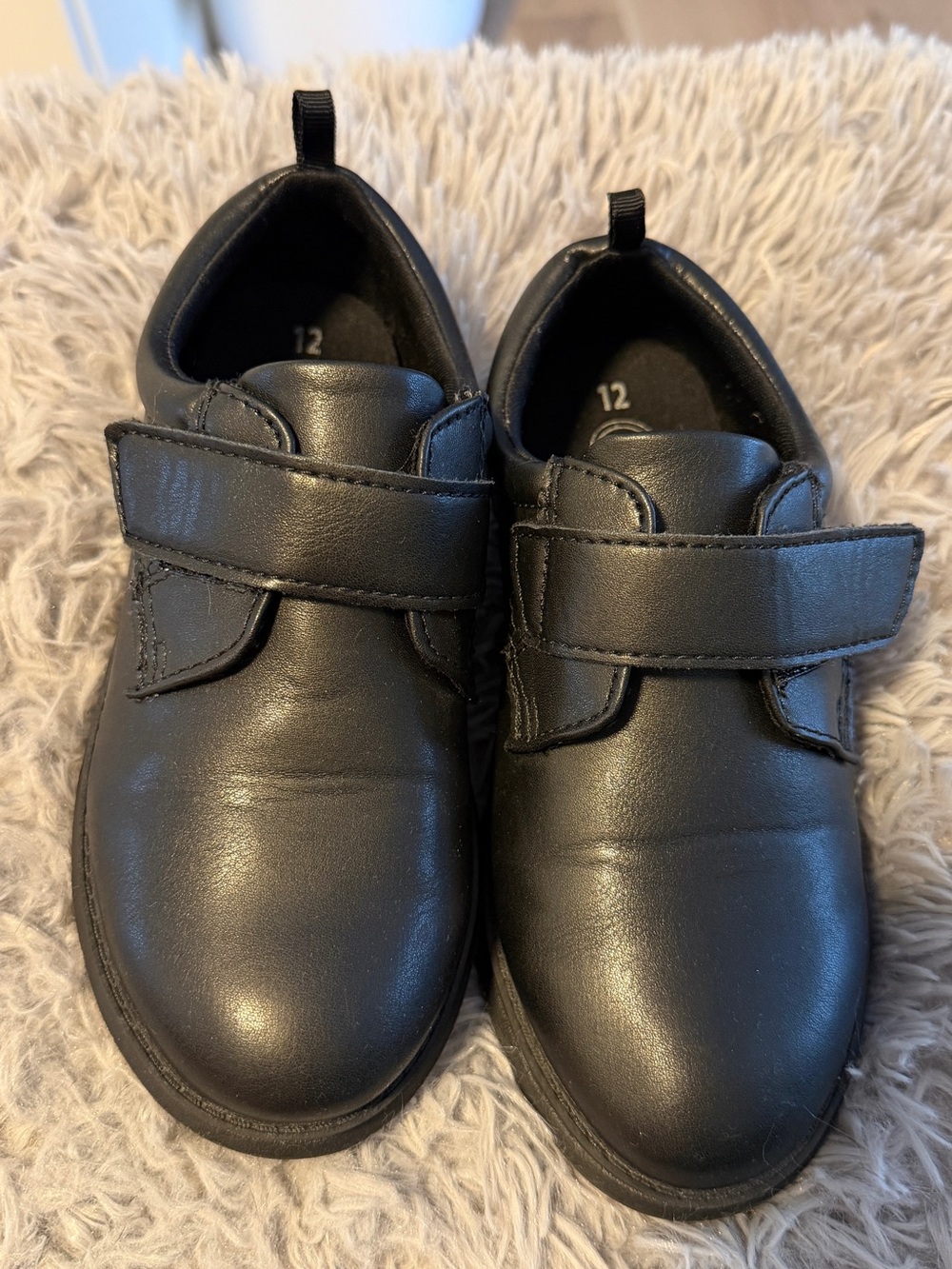 wonder nation Black Kids Dress Shoes with Hook-and-Loop Strap
